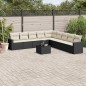 vidaXL 10-tlg. Garten-Sofagarnitur mit Kissen Schwarz Poly Rattan vidaXL 10-tlg. Garten-Sofagarnitur mit Kissen Schwarz Poly Rattan
