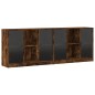 vidaXL Bücherschrank mit Türen Räuchereiche 204x37x75 cm Holzwerkstoff vidaXL Bücherschrank mit Türen Räuchereiche 204x37x75 cm Holzwerkstoff