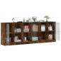 vidaXL Bücherschrank mit Türen Räuchereiche 204x37x75 cm Holzwerkstoff vidaXL Bücherschrank mit Türen Räuchereiche 204x37x75 cm Holzwerkstoff