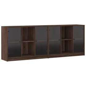 vidaXL Bücherschrank mit Türen Braun Eichen-Optik 204x37x75 cm