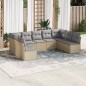 vidaXL 9-tlg. Garten-Sofagarnitur mit Kissen Beige Poly Rattan vidaXL 9-tlg. Garten-Sofagarnitur mit Kissen Beige Poly Rattan