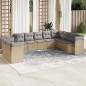 vidaXL 10-tlg. Garten-Sofagarnitur mit Kissen Beige Poly Rattan vidaXL 10-tlg. Garten-Sofagarnitur mit Kissen Beige Poly Rattan