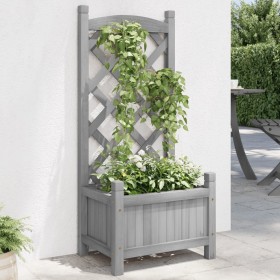 vidaXL Pflanzkübel mit Spalier Grau Massivholz Tanne