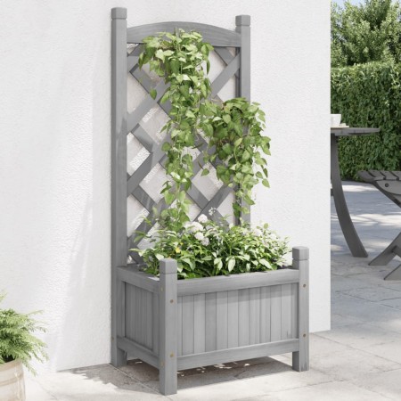 vidaXL Pflanzkübel mit Spalier Grau Massivholz Tanne