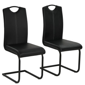 vidaXL Freischwinger 2 Stk. Schwarz Kunstleder 