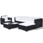 vidaXL 6-tlg. Garten-Lounge-Set mit Auflagen Poly Rattan Schwarz vidaXL 6-tlg. Garten-Lounge-Set mit Auflagen Poly Rattan Schwarz