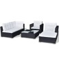 vidaXL 6-tlg. Garten-Lounge-Set mit Auflagen Poly Rattan Schwarz vidaXL 6-tlg. Garten-Lounge-Set mit Auflagen Poly Rattan Schwarz
