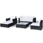 vidaXL 6-tlg. Garten-Lounge-Set mit Auflagen Poly Rattan Schwarz vidaXL 6-tlg. Garten-Lounge-Set mit Auflagen Poly Rattan Schwarz