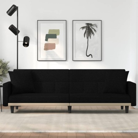 vidaXL Schlafsofa mit Kissen Schwarz Stoff