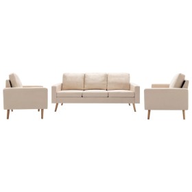 vidaXL 3-tlg. Sofagarnitur Stoff Creme