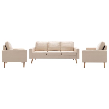 vidaXL 3-tlg. Sofagarnitur Stoff Creme