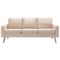 vidaXL 3-tlg. Sofagarnitur Stoff Creme vidaXL 3-tlg. Sofagarnitur Stoff Creme