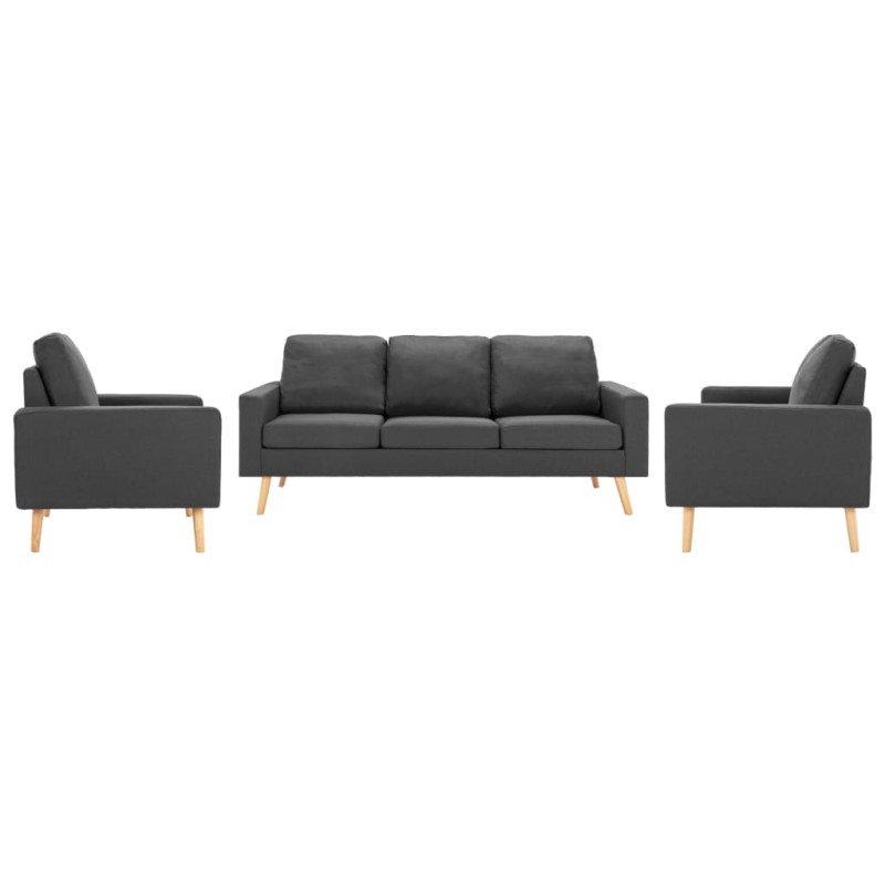 vidaXL 3-tlg. Sofagarnitur Stoff Dunkelgrau vidaXL 3-tlg. Sofagarnitur Stoff Dunkelgrau