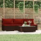 vidaXL 4-tlg. Garten-Lounge-Set mit Kissen Braun Poly Rattan vidaXL 4-tlg. Garten-Lounge-Set mit Kissen Braun Poly Rattan