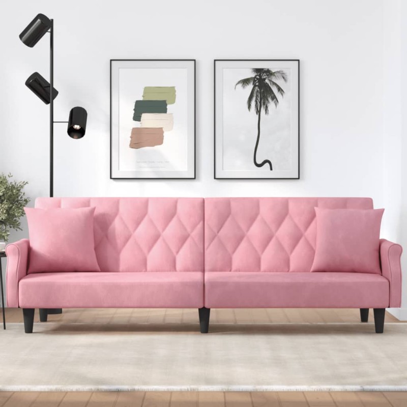 vidaXL Schlafsofa mit Armlehnen Rosa Samt vidaXL Schlafsofa mit Armlehnen Rosa Samt