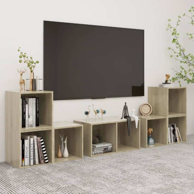 vidaXL 6-tlg. TV-Schrank-Set Sonoma-Eiche Holzwerkstoff vidaXL 6-tlg. TV-Schrank-Set Sonoma-Eiche Holzwerkstoff