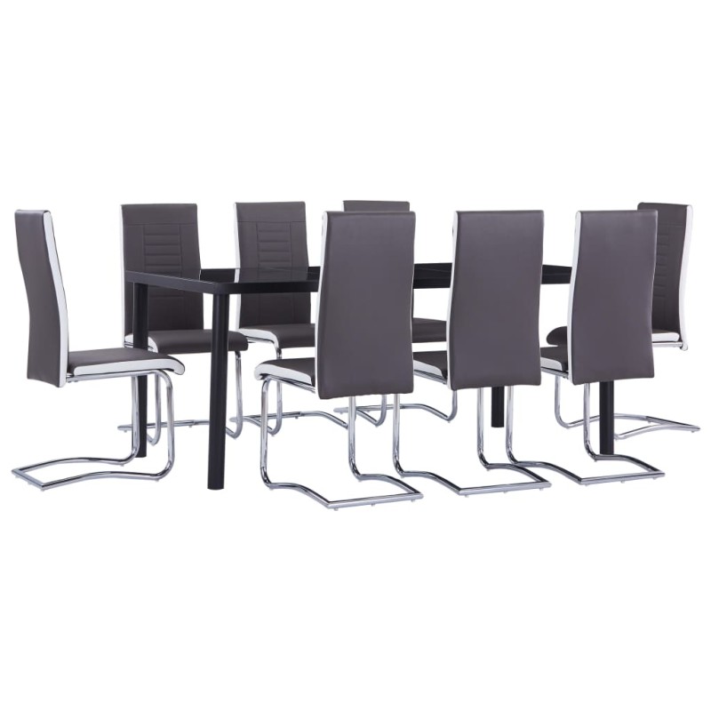 vidaXL 9-tlg. Essgruppe Kunstleder Grau vidaXL 9-tlg. Essgruppe Kunstleder Grau