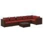 vidaXL 7-tlg. Garten-Lounge-Set mit Kissen Poly Rattan Braun vidaXL 7-tlg. Garten-Lounge-Set mit Kissen Poly Rattan Braun