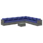 vidaXL 9-tlg. Garten-Lounge-Set mit Kissen Poly Rattan Grau vidaXL 9-tlg. Garten-Lounge-Set mit Kissen Poly Rattan Grau