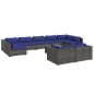 vidaXL 10-tlg. Garten-Lounge-Set mit Kissen Grau Poly Rattan vidaXL 10-tlg. Garten-Lounge-Set mit Kissen Grau Poly Rattan
