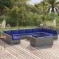 vidaXL 13-tlg. Garten-Lounge-Set mit Kissen Grau Poly Rattan vidaXL 13-tlg. Garten-Lounge-Set mit Kissen Grau Poly Rattan