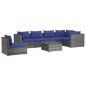 vidaXL 7-tlg. Garten-Lounge-Set mit Kissen Poly Rattan Grau vidaXL 7-tlg. Garten-Lounge-Set mit Kissen Poly Rattan Grau