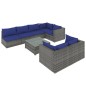 vidaXL 8-tlg. Garten-Lounge-Set mit Kissen Grau Poly Rattan vidaXL 8-tlg. Garten-Lounge-Set mit Kissen Grau Poly Rattan