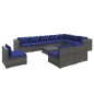 vidaXL 11-tlg. Garten-Lounge-Set mit Kissen Poly Rattan Grau vidaXL 11-tlg. Garten-Lounge-Set mit Kissen Poly Rattan Grau