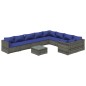 vidaXL 10-tlg. Garten-Lounge-Set mit Kissen Poly Rattan Grau vidaXL 10-tlg. Garten-Lounge-Set mit Kissen Poly Rattan Grau