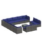 vidaXL 14-tlg. Garten-Lounge-Set mit Kissen Grau Poly Rattan vidaXL 14-tlg. Garten-Lounge-Set mit Kissen Grau Poly Rattan