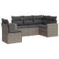 vidaXL 5-tlg. Garten-Sofagarnitur mit Kissen Grau Poly Rattan vidaXL 5-tlg. Garten-Sofagarnitur mit Kissen Grau Poly Rattan