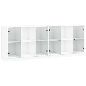 vidaXL Bücherschrank mit Türen Weiß 204x37x75 cm Holzwerkstoff