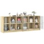 vidaXL Bücherschrank mit Türen Sonoma-Eiche 204x37x75 cm Holzwerkstoff vidaXL Bücherschrank mit Türen Sonoma-Eiche 204x37x75 cm Holzwerkstoff