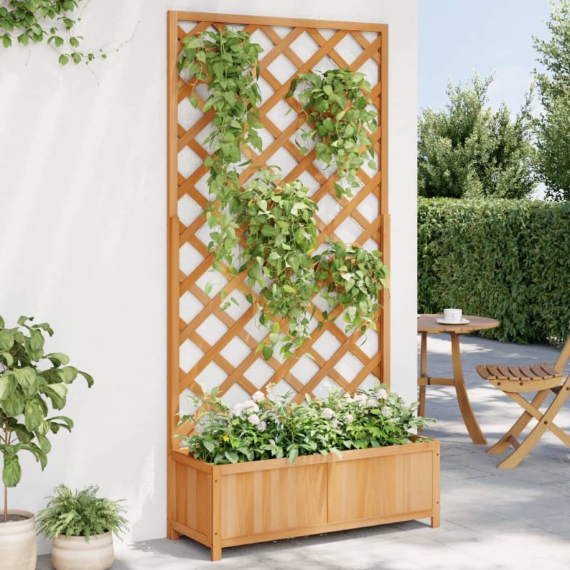 vidaXL Pflanzkübel mit Spalier Braun Massivholz Tanne vidaXL Pflanzkübel mit Spalier Braun Massivholz Tanne