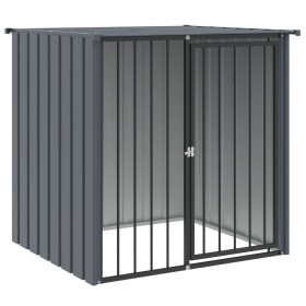 vidaXL Hundehütte mit Dach Schwarz 110x103x109 cm Verzinkter Stahl