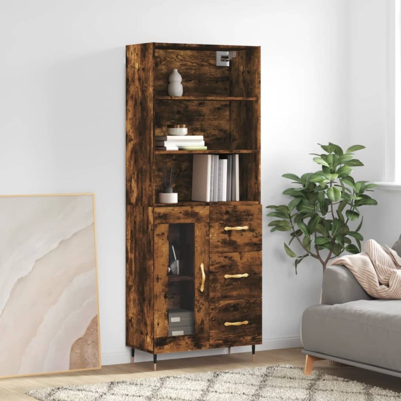 Highboard Räuchereiche 69,5x34x180 cm Holzwerkstoff Highboard Räuchereiche 69,5x34x180 cm Holzwerkstoff