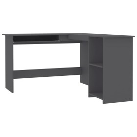 vidaXL Eckschreibtisch in L-Form Grau 120x140x75 cm Holzwerkstoff