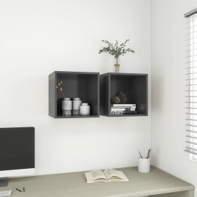vidaXL Wandschränke 2 Stk. Grau 37x37x37 cm Holzwerkstoff