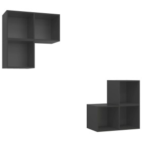 vidaXL 4-tlg. TV-Schrank-Set Grau Holzwerkstoff