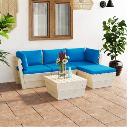 vidaXL 5-tlg. Garten-Sofagarnitur aus Paletten mit Kissen Fichtenholz