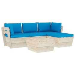 vidaXL 5-tlg. Garten-Sofagarnitur aus Paletten mit Kissen Fichtenholz