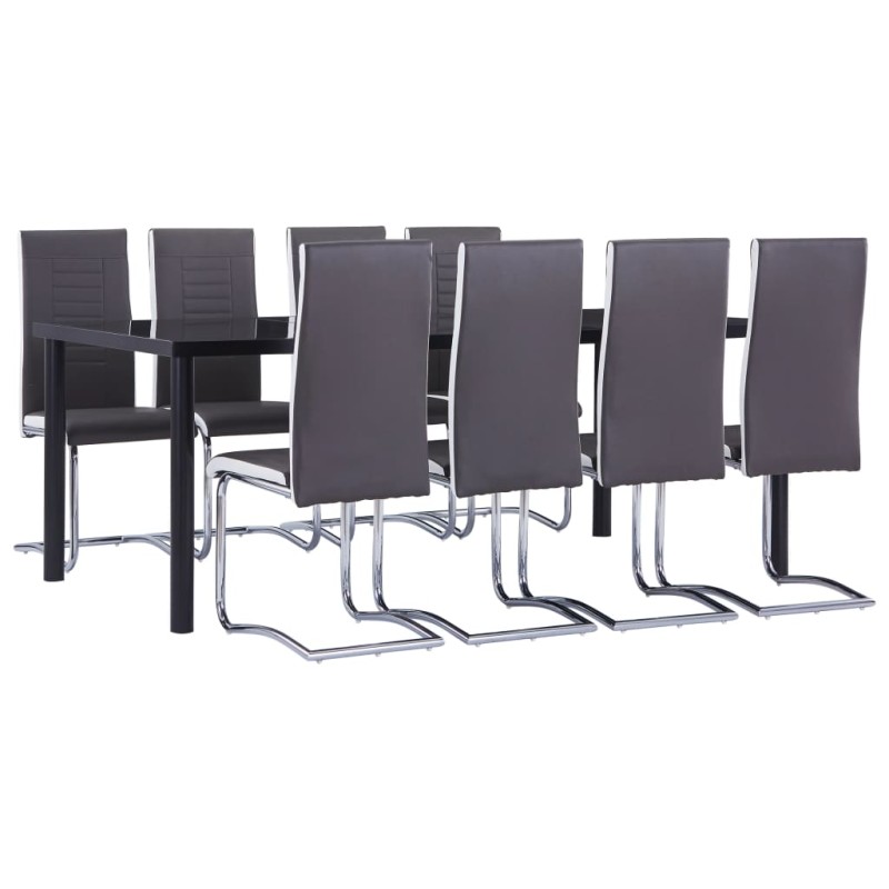 vidaXL 9-tlg. Essgruppe Kunstleder Grau vidaXL 9-tlg. Essgruppe Kunstleder Grau