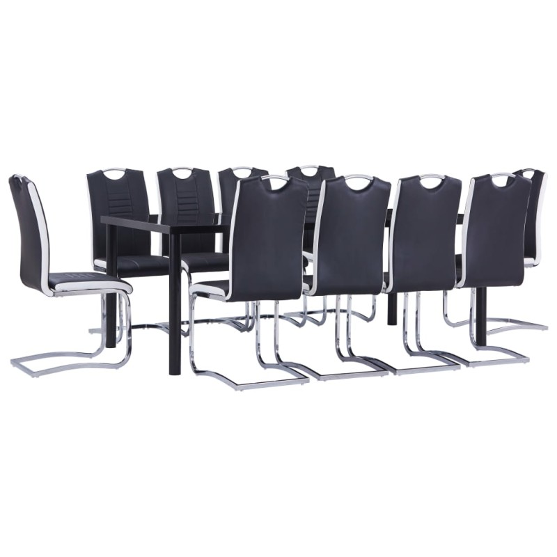 vidaXL 11-tlg. Essgruppe Kunstleder Schwarz vidaXL 11-tlg. Essgruppe Kunstleder Schwarz