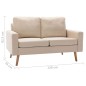 vidaXL 2-tlg. Sofagarnitur Stoff Creme vidaXL 2-tlg. Sofagarnitur Stoff Creme