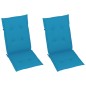 vidaXL Gartenstühle 2 Stk. mit Blauen Kissen Massivholz Teak