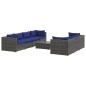 vidaXL 8-tlg. Garten-Lounge-Set mit Kissen Poly Rattan Grau vidaXL 8-tlg. Garten-Lounge-Set mit Kissen Poly Rattan Grau