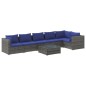 vidaXL 7-tlg. Garten-Lounge-Set mit Kissen Poly Rattan Grau vidaXL 7-tlg. Garten-Lounge-Set mit Kissen Poly Rattan Grau