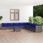 vidaXL 10-tlg. Garten-Lounge-Set mit Kissen Poly Rattan Grau vidaXL 10-tlg. Garten-Lounge-Set mit Kissen Poly Rattan Grau
