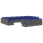 vidaXL 14-tlg. Garten-Lounge-Set mit Kissen Grau Poly Rattan vidaXL 14-tlg. Garten-Lounge-Set mit Kissen Grau Poly Rattan