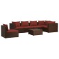 vidaXL 7-tlg. Garten-Lounge-Set mit Kissen Poly Rattan Braun vidaXL 7-tlg. Garten-Lounge-Set mit Kissen Poly Rattan Braun
